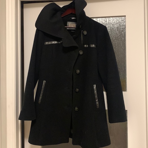Mackage Wool/Cashmere Coat with Leather Trim, size large - Picture 1 of 9